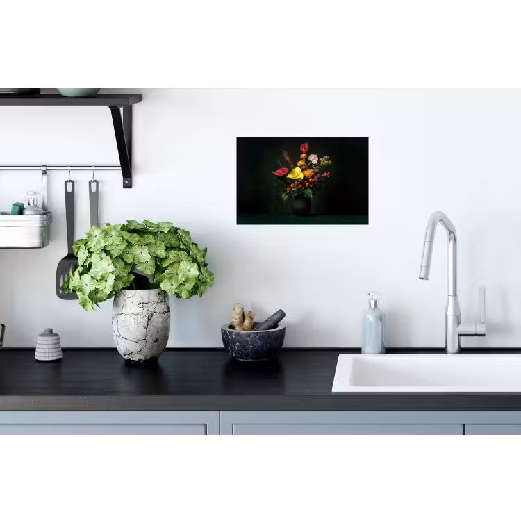 Muursticker - Bloemen - Vaas - Zwart — 2