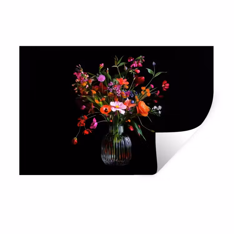 Muursticker - Boeket - Veldbloemen - Vaas — 1