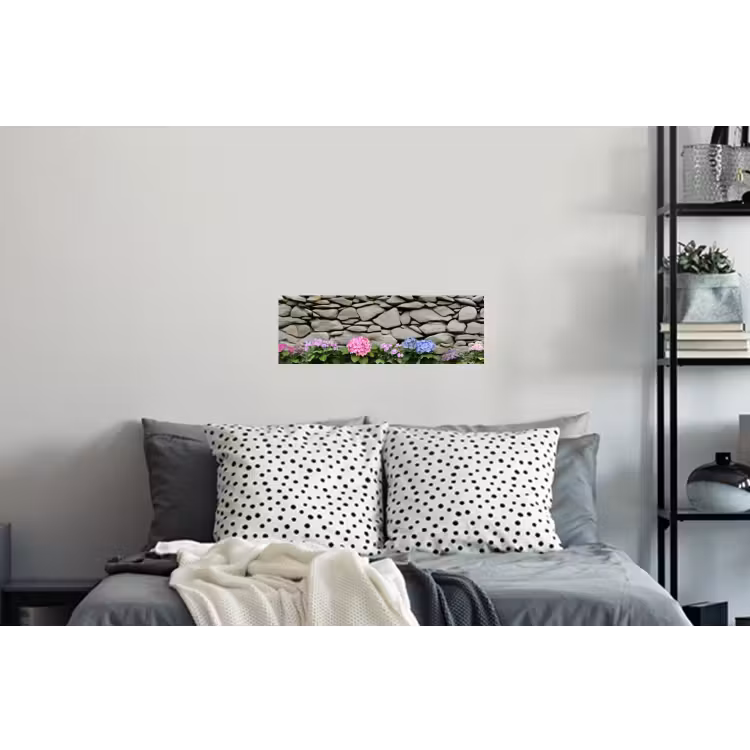 Muursticker - Hortensia’s - Stenen - Muur - Bloemen — 5
