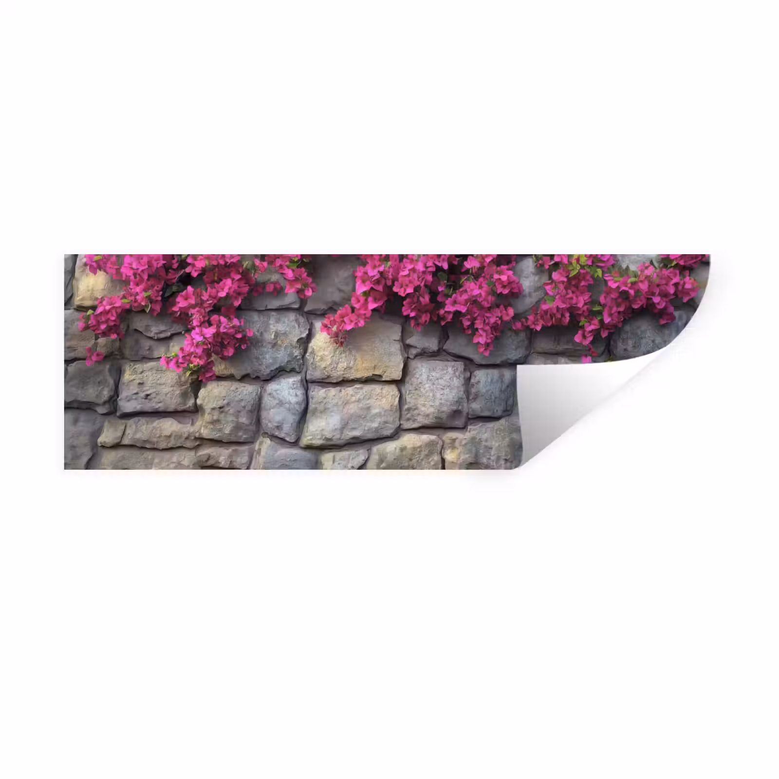 Muursticker - Bougainvillea - Stenen Muur - Roze — 1