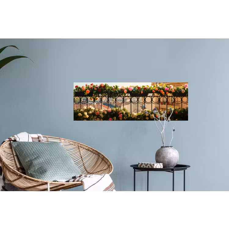 Muursticker - Bloemen - Hek - Stadszicht - Zomer — 4