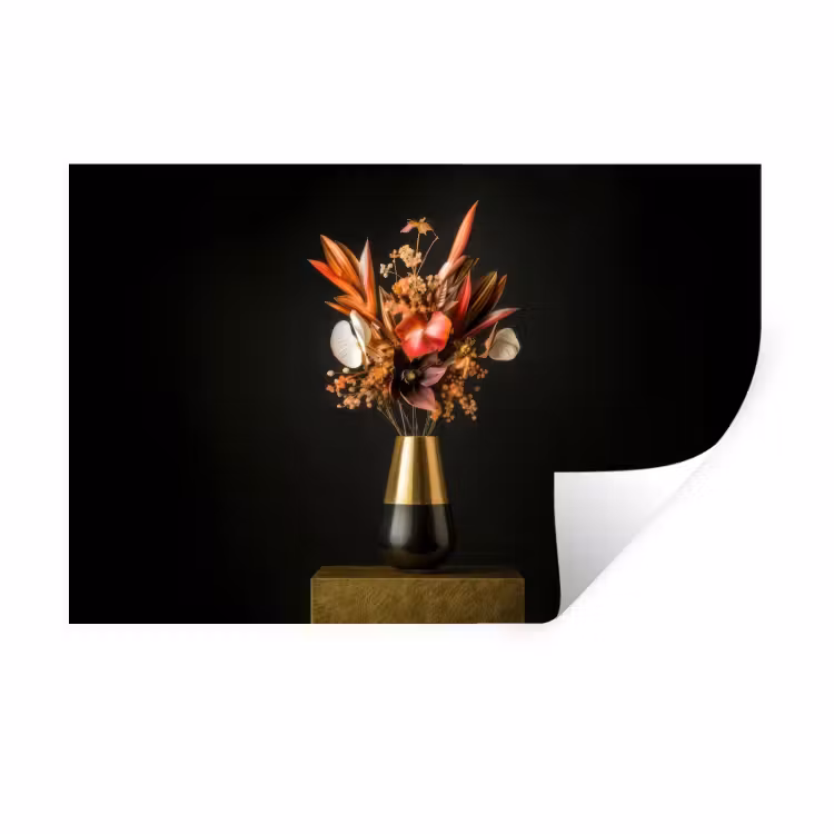 Muursticker - Exotisch - Boeket - Vaas - Goud — 1