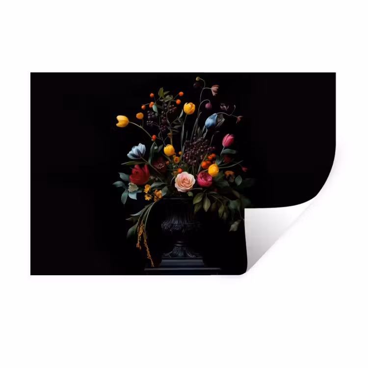 Muursticker - Klassiek - Vaas - Boeket - Bloemen — 1