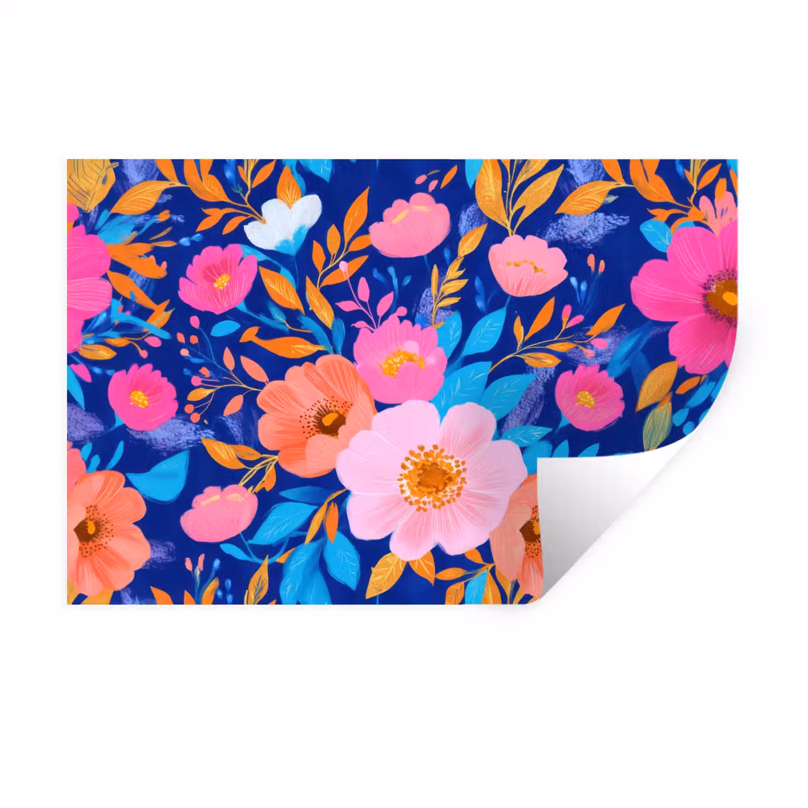 Muursticker - Bloemen - Blauw - Roze — 1
