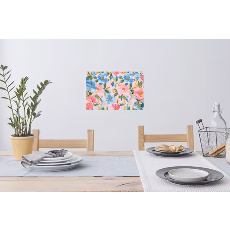 Muursticker - Blauw - Roze - Bloemen — 3