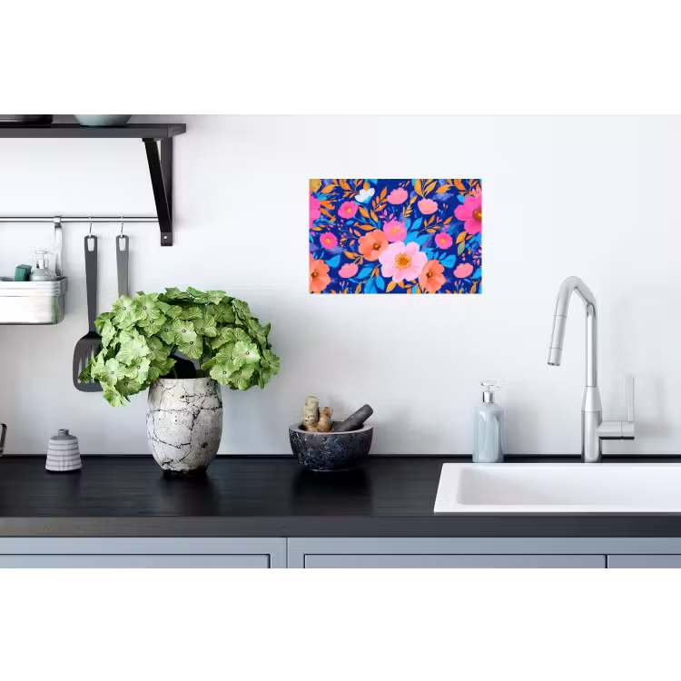 Muursticker - Bloemen - Blauw - Roze — 2
