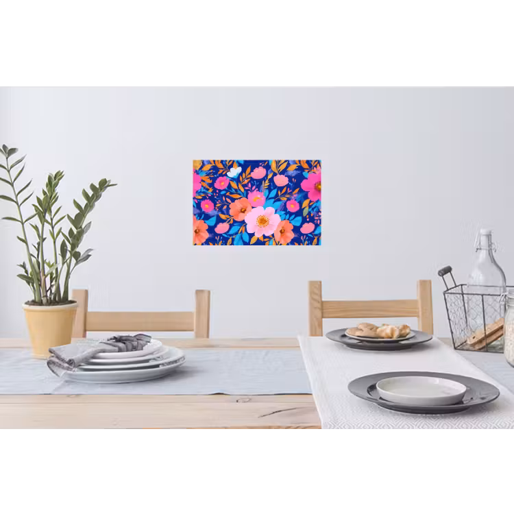 Muursticker - Bloemen - Blauw - Roze — 3