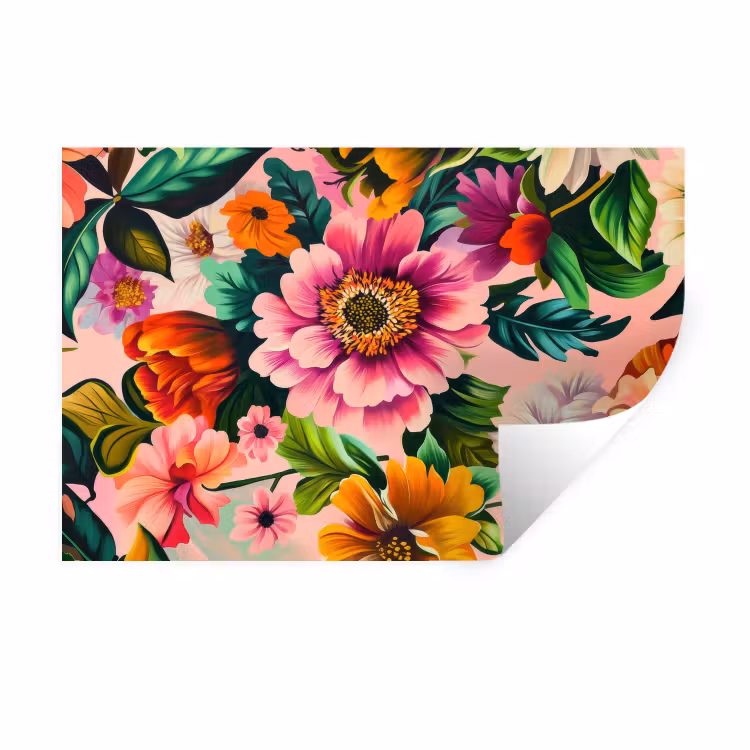 Muursticker - Bloemen - Kleurrijk - Roze — 1