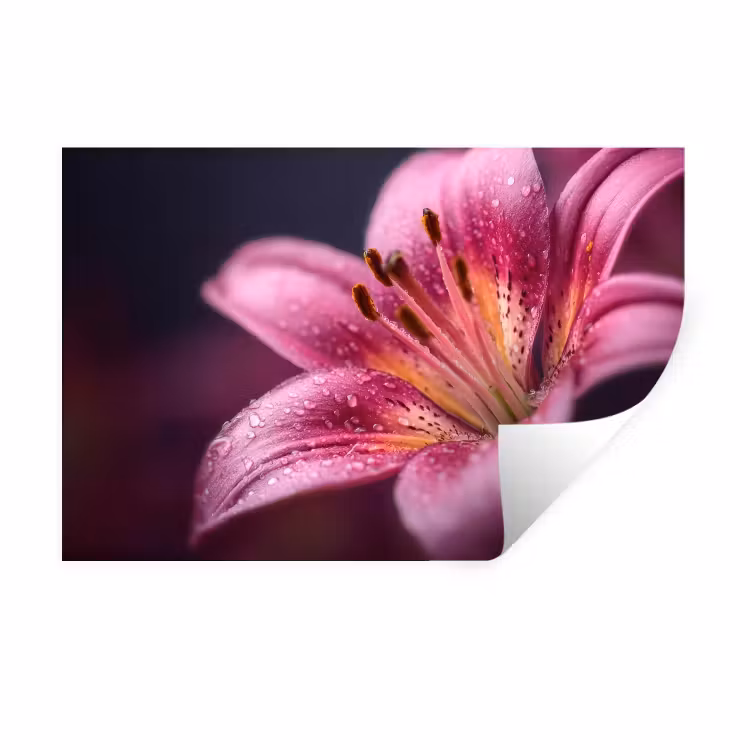 Muursticker - Roze - lelie - Dauwdruppels — 1