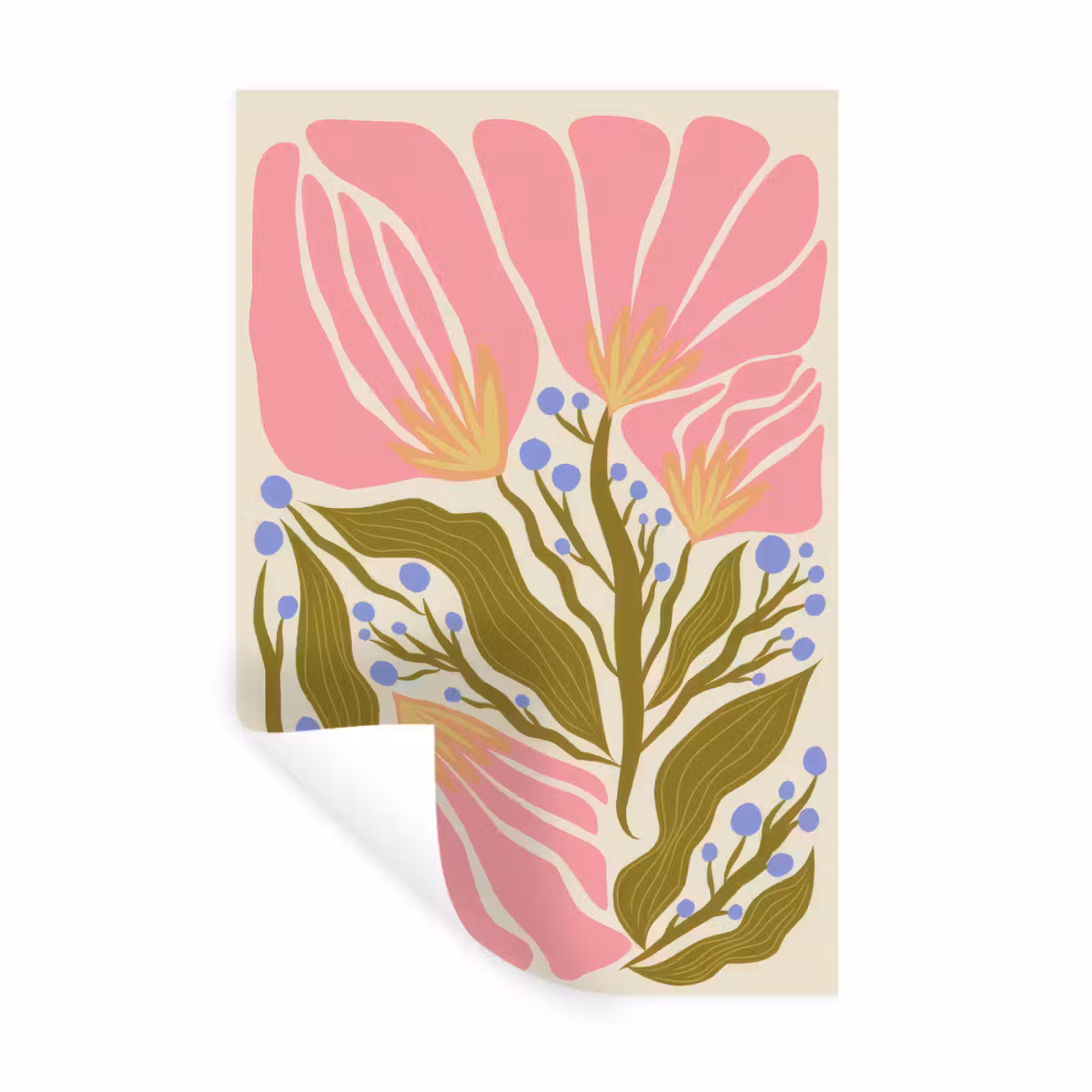 Muursticker - Bloemen - Bladeren - Abstract - Roze — 1