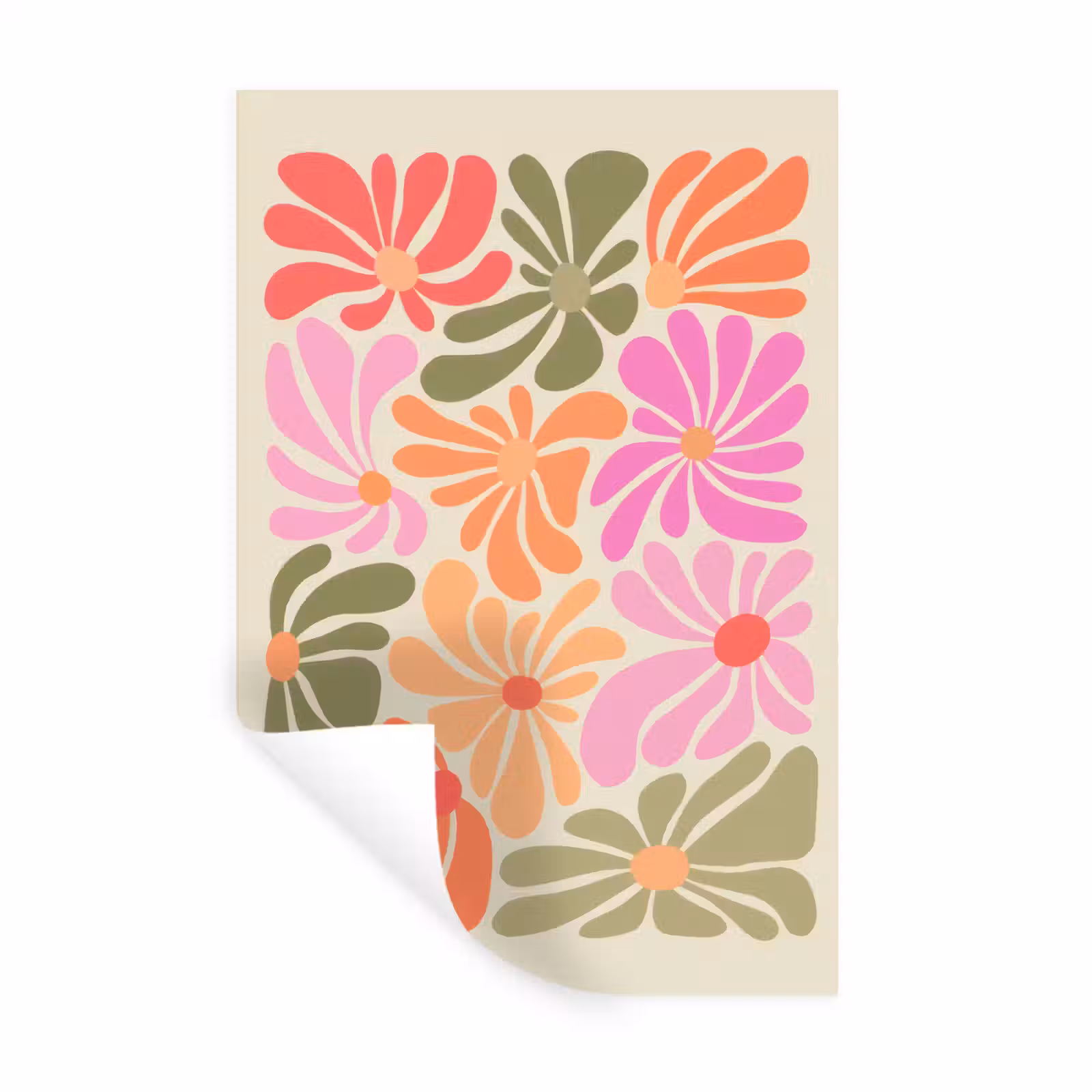 Muursticker - Bloemvormen - Retro - Kleurrijk — 1