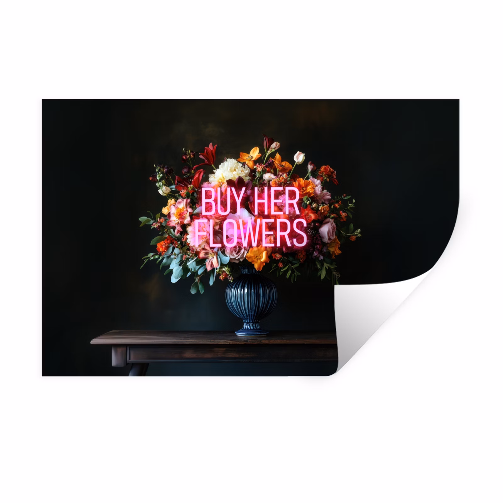 Muursticker - Quote - Bloemen - Vaas - Neon — 1