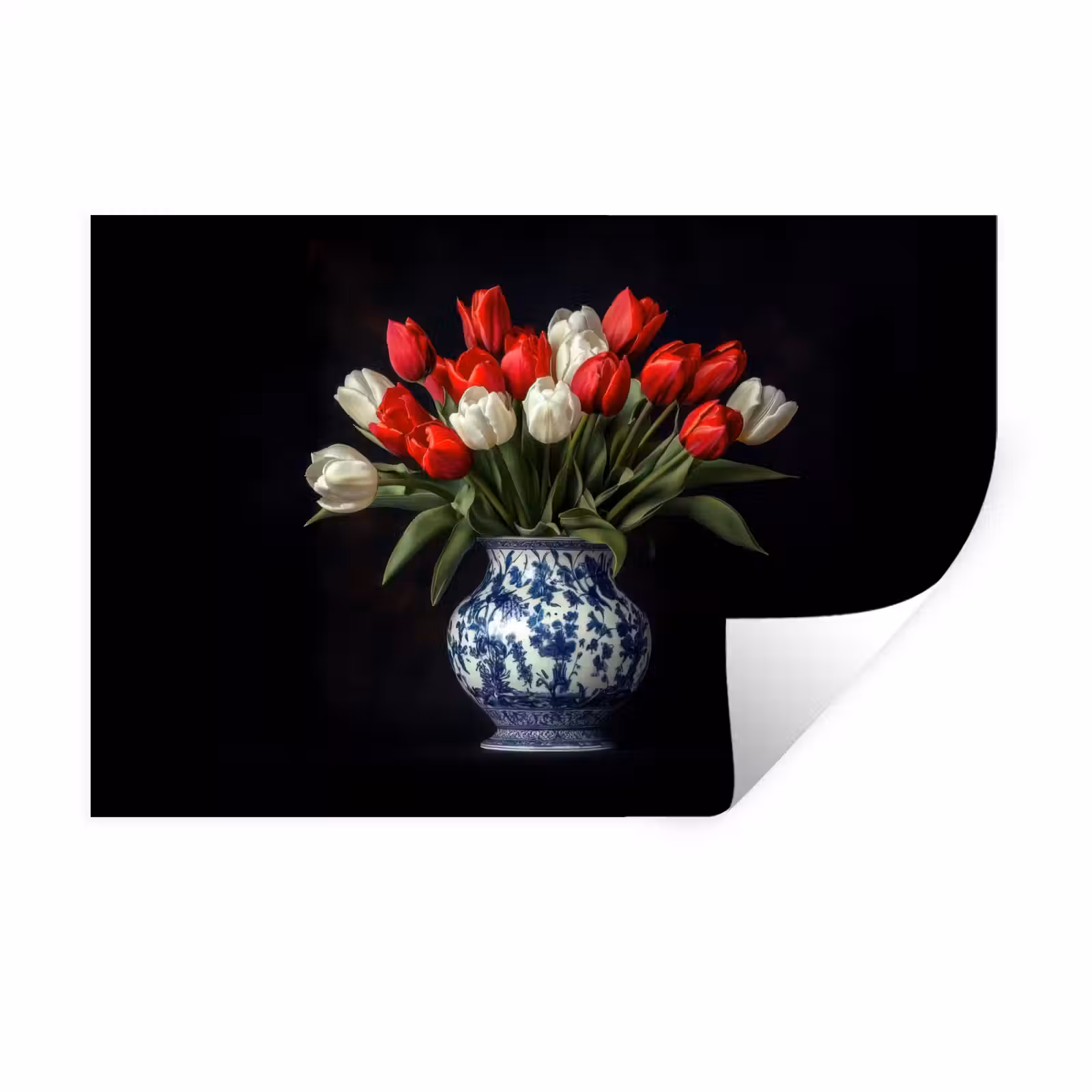 Muursticker - Rode - Bloemen - Tulpen - Vaas — 1