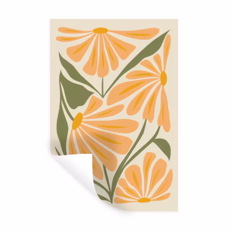 Muursticker - Blaadjes - Zachtoranje - Bloemen — 1