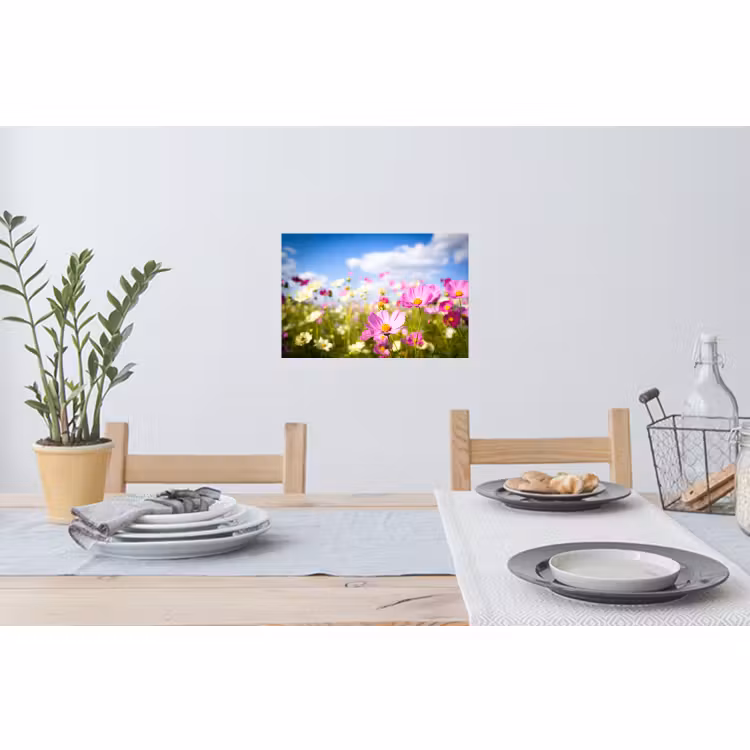 Muursticker - Bloemen - Wei - Paars - Gras - Wit - Wolken - Blauw — 3