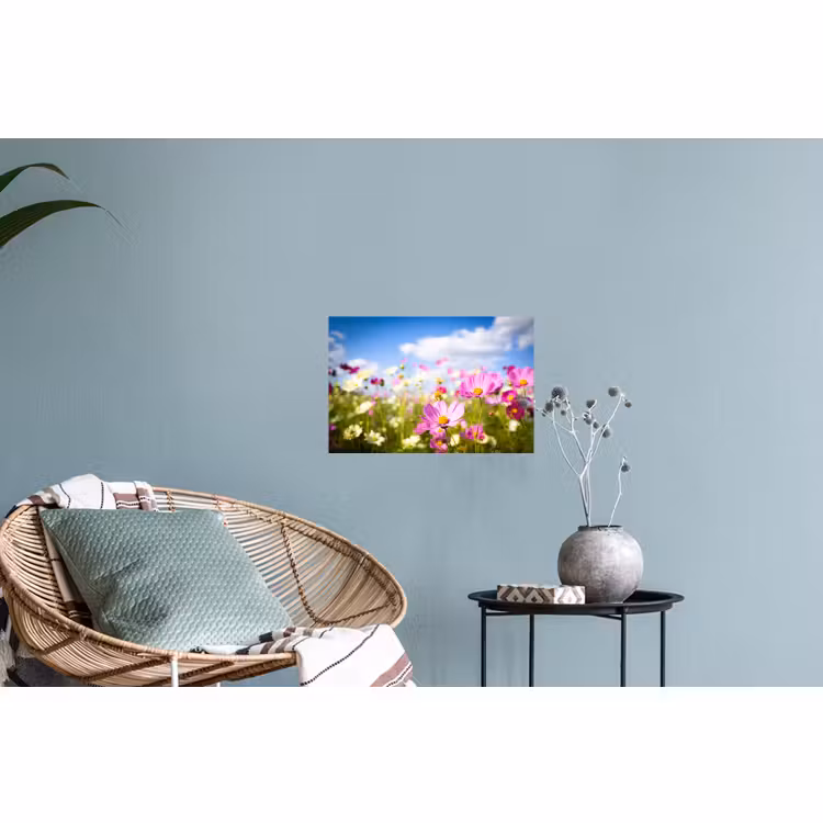 Muursticker - Bloemen - Wei - Paars - Gras - Wit - Wolken - Blauw — 4