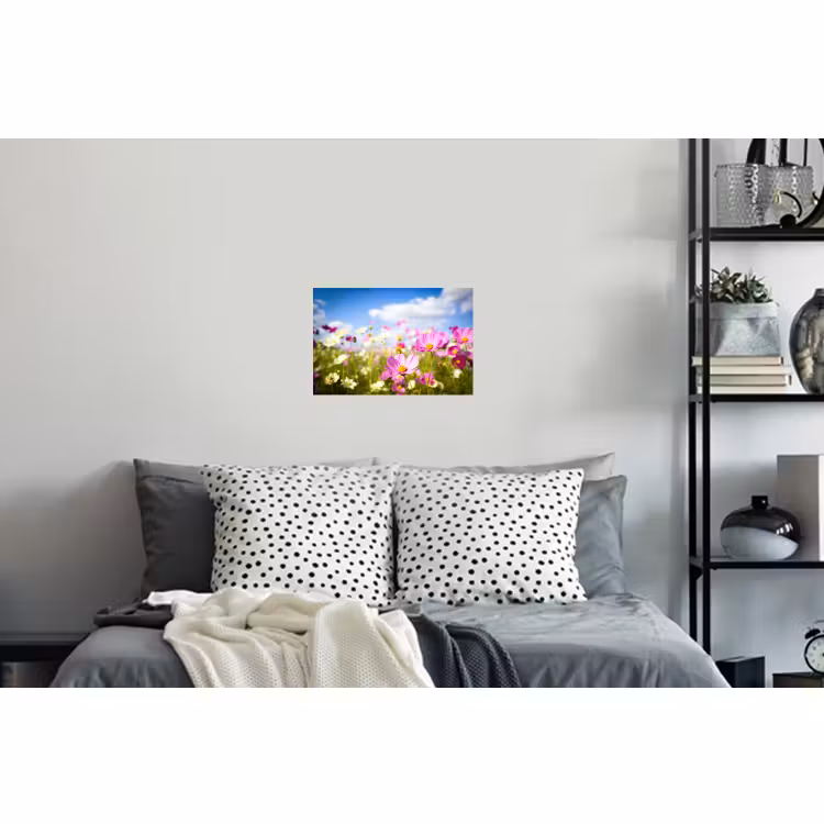Muursticker - Bloemen - Wei - Paars - Gras - Wit - Wolken - Blauw — 5