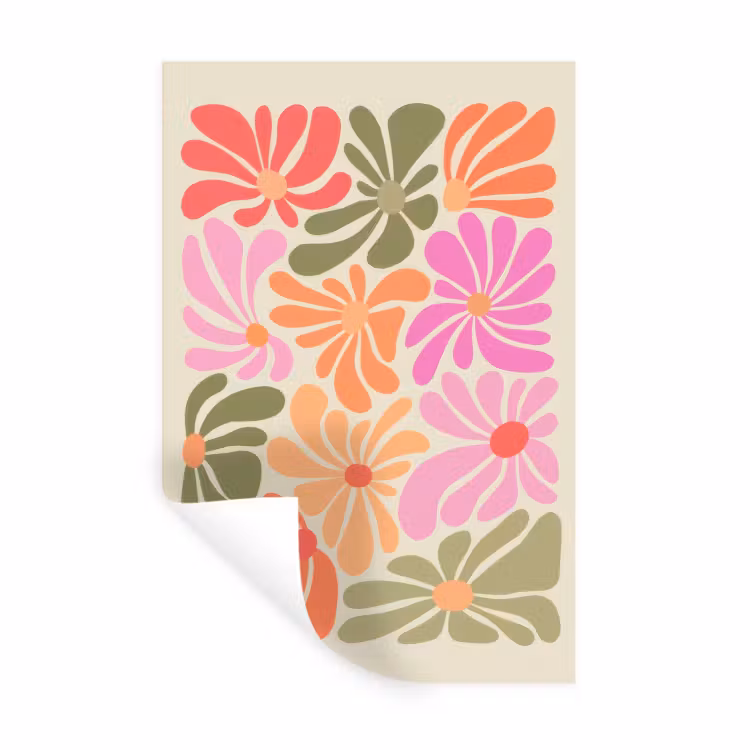 Muursticker - Bloemvormen - Retro - Kleurrijk — 1