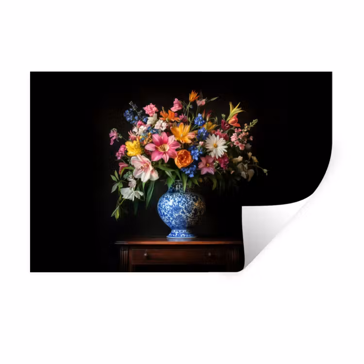 Muursticker - Kleur - Vaas - Bloemen - Boeket — 1