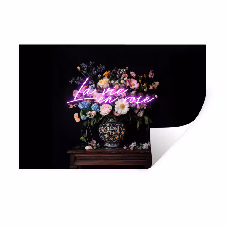 Muursticker - Neon - Vaas - Bloemen — 1