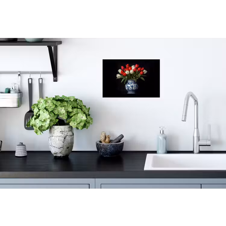 Muursticker - Rode - Bloemen - Tulpen - Vaas — 2