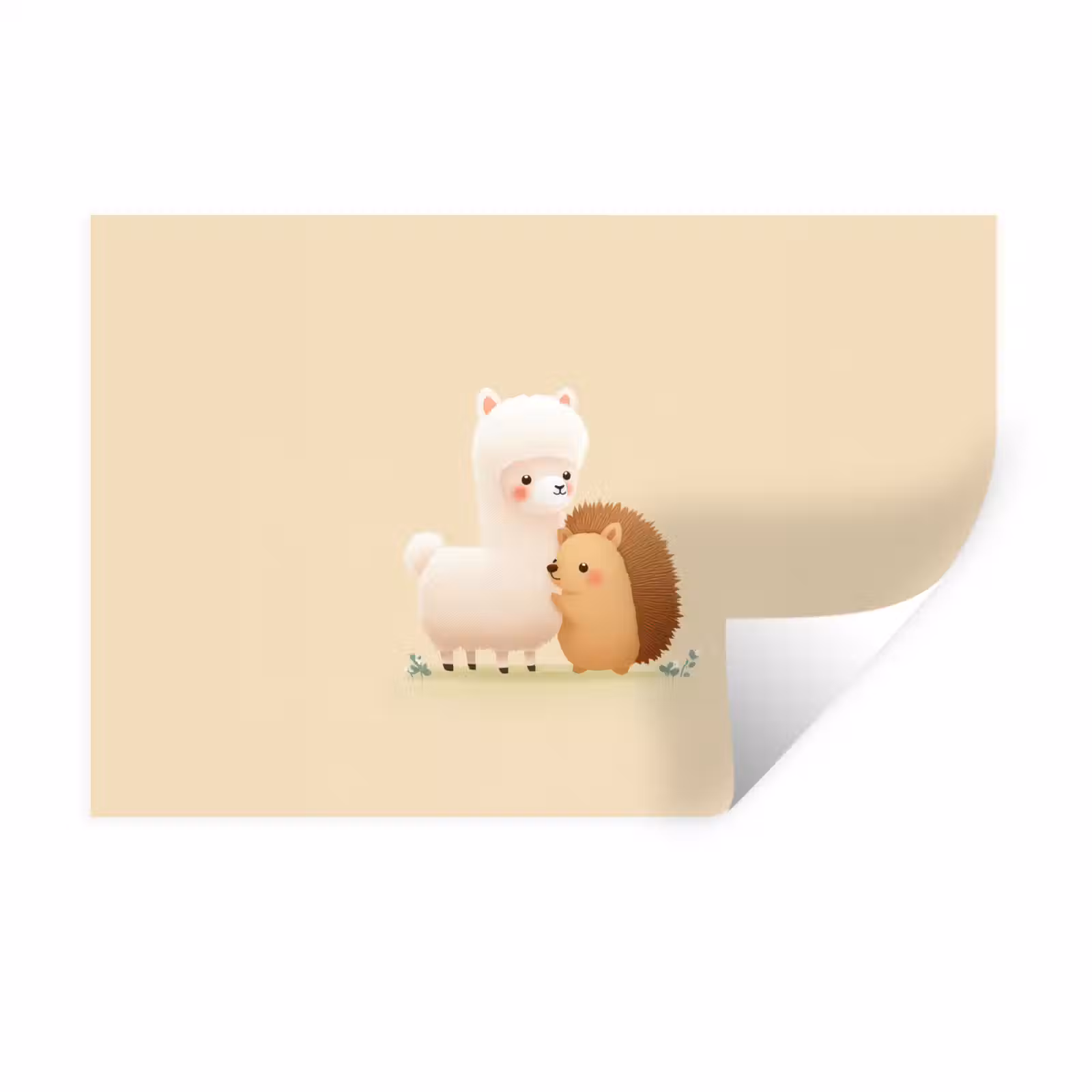 Muursticker - Alpaca - Egel - Bruin - Knuffelen — 1