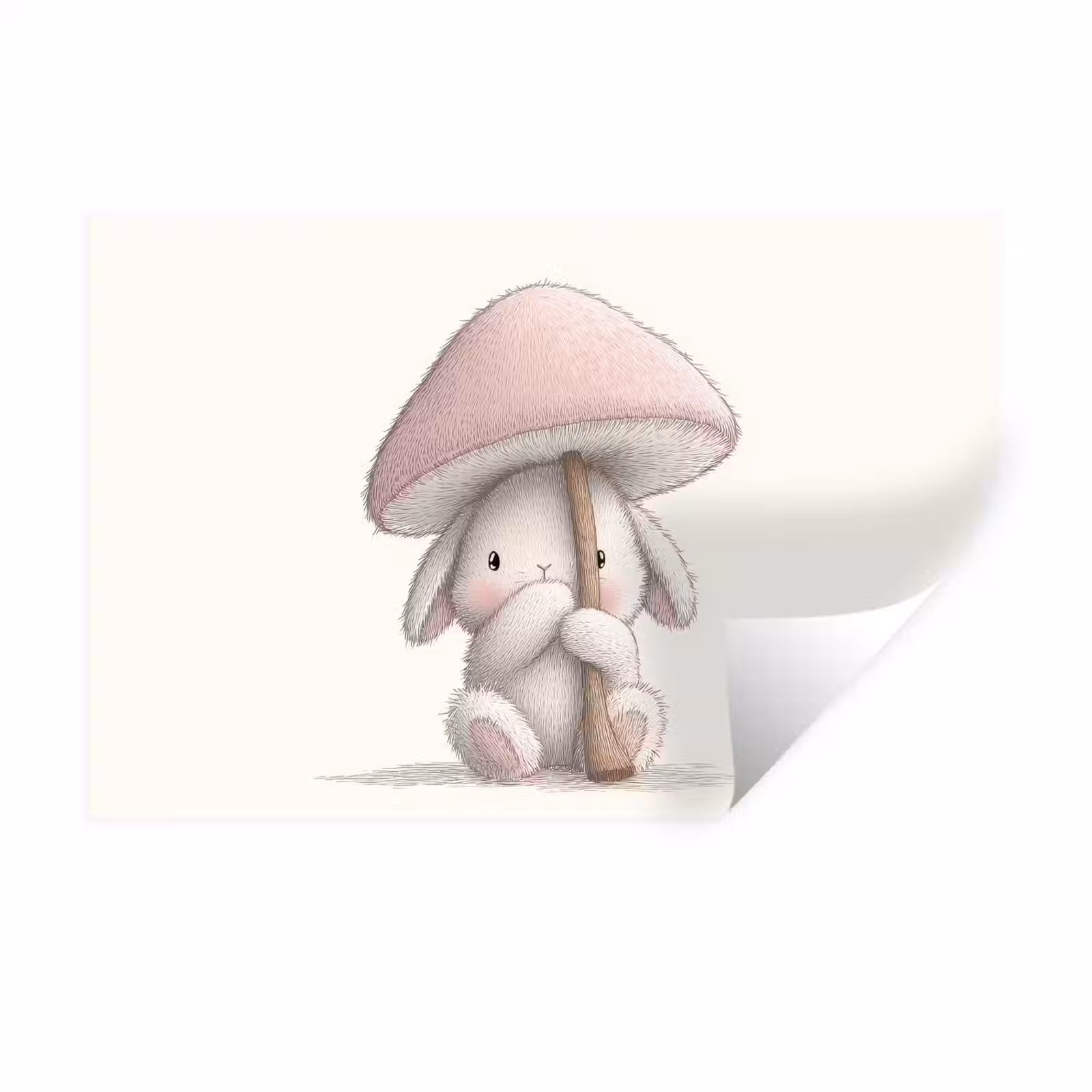 Muursticker - Paddenstoel - Konijn - Roze — 1
