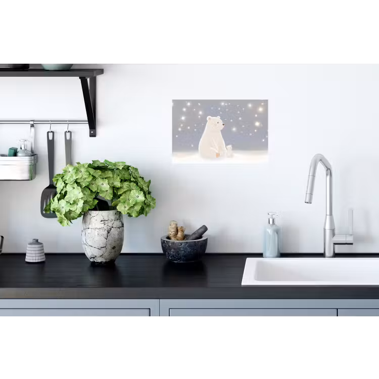 Muursticker - Ijsbeer - Sneeuw - Sterren - Blauw — 2