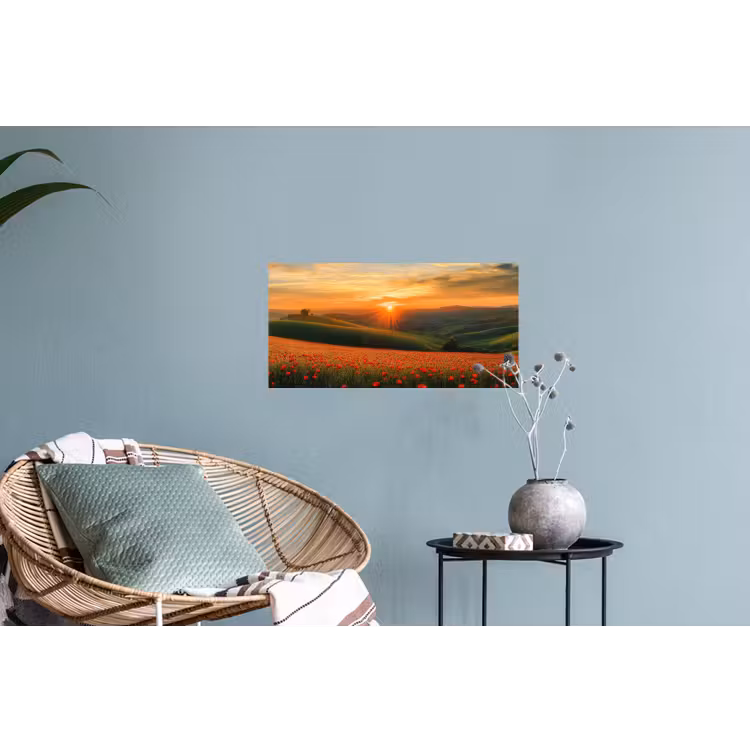 Muursticker - Klaprozen - Bloemen - Heuvels - Zonsondergang — 4