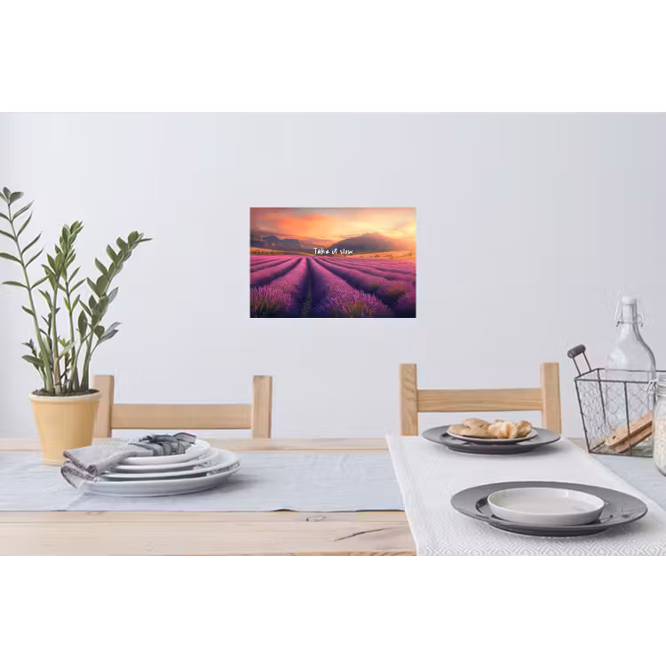 Muursticker - Lavendelveld - Quote - Zonsondergang — 3