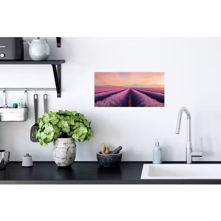 Muursticker - Lavendelveld - Zonsondergang - Paars - Bloemen — 2
