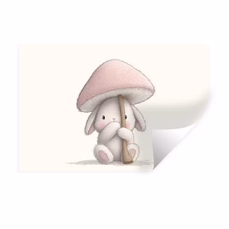 Muursticker - Paddenstoel - Konijn - Roze — 1