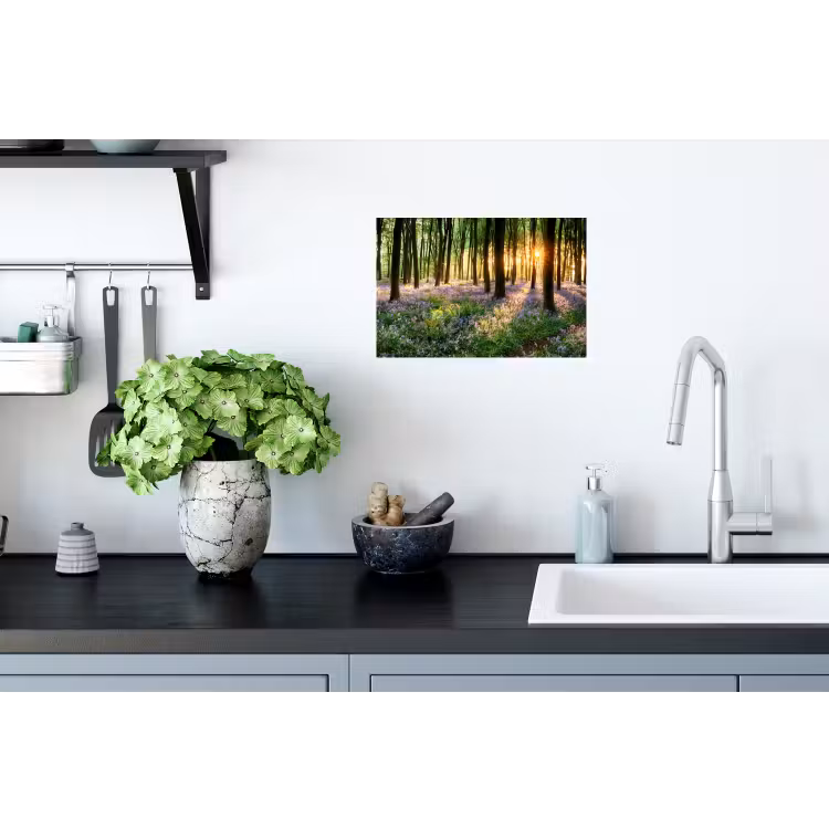 Muursticker - Bos - Bloemen - Lavendel - Zon - Paars - Natuur — 2