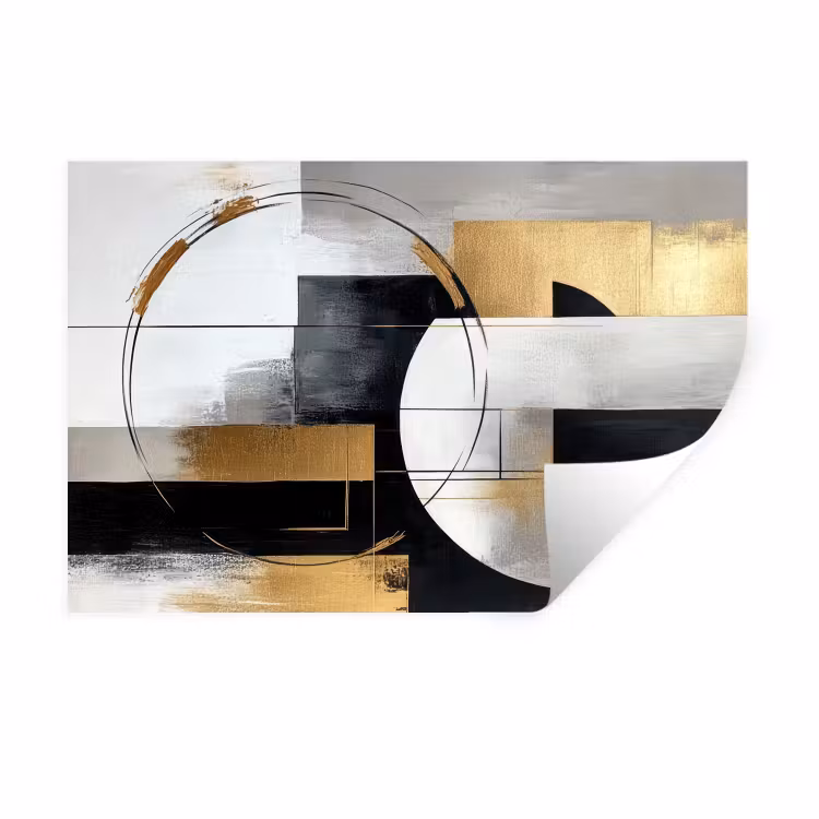 Muursticker - Abstract - Goud - Zilver - Vormen - Aesthetic — 1