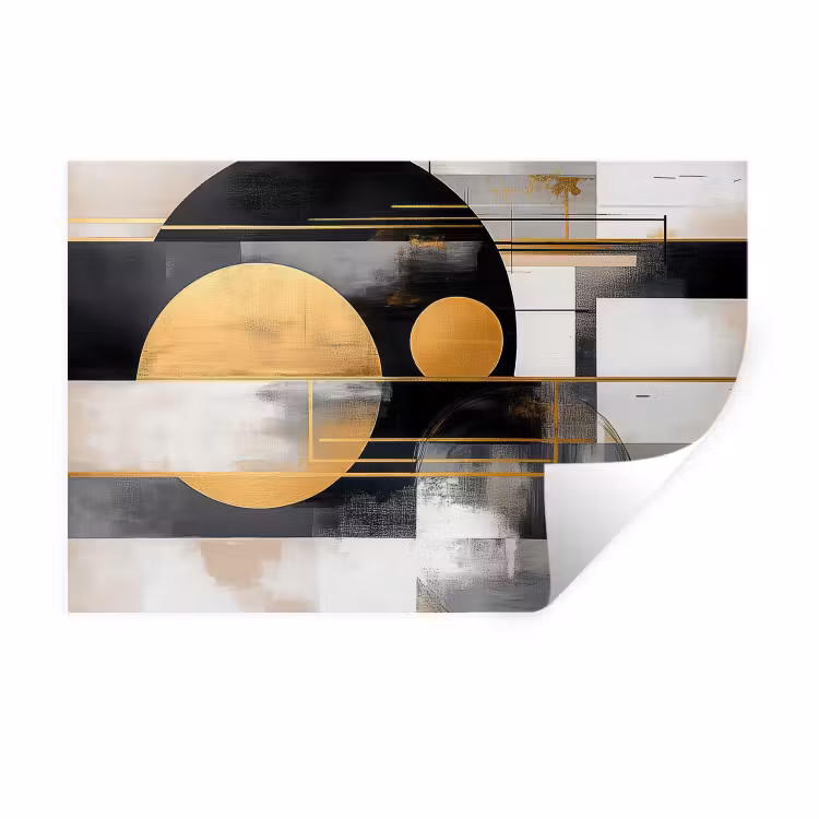 Muursticker - Abstract - Goud - Zilver - Vormen - Aesthetic - Modern — 1