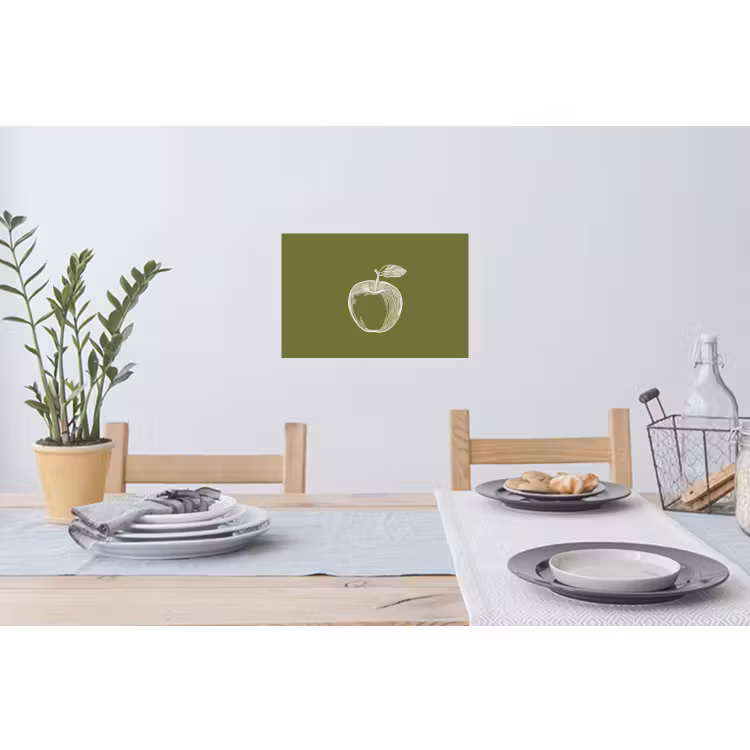 Muursticker - Lijntekening - Appel - Olijfgroen - Blaadje — 3