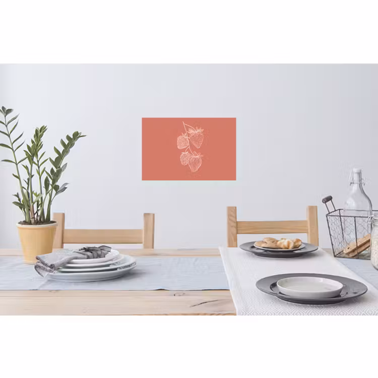 Muursticker - Minimalistisch - Illustratie - Aardbei - Tak — 3
