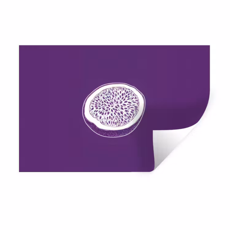 Muursticker - Passievrucht - Zaadjes - Paars - Minimalistisch — 1