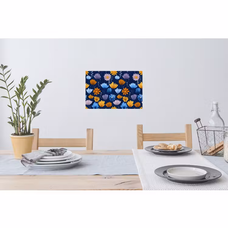 Muursticker - Bloemen - Patroon - Blauw - Contrast — 3