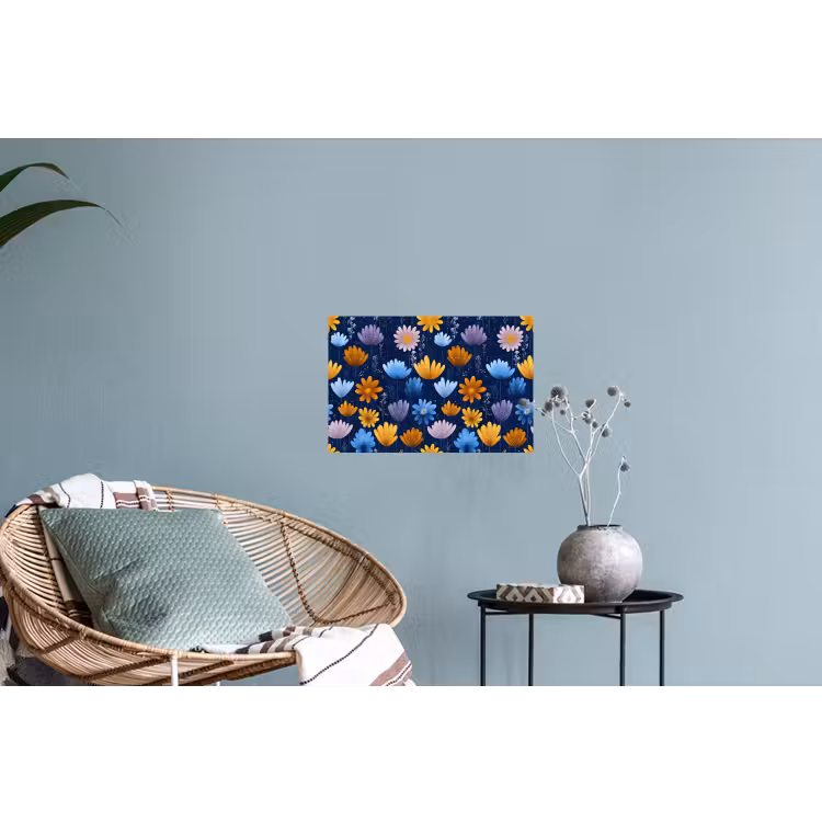 Muursticker - Bloemen - Patroon - Blauw - Contrast — 4