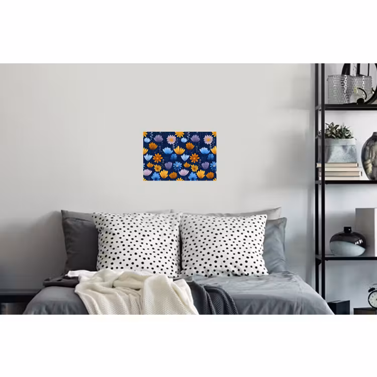 Muursticker - Bloemen - Patroon - Blauw - Contrast — 5