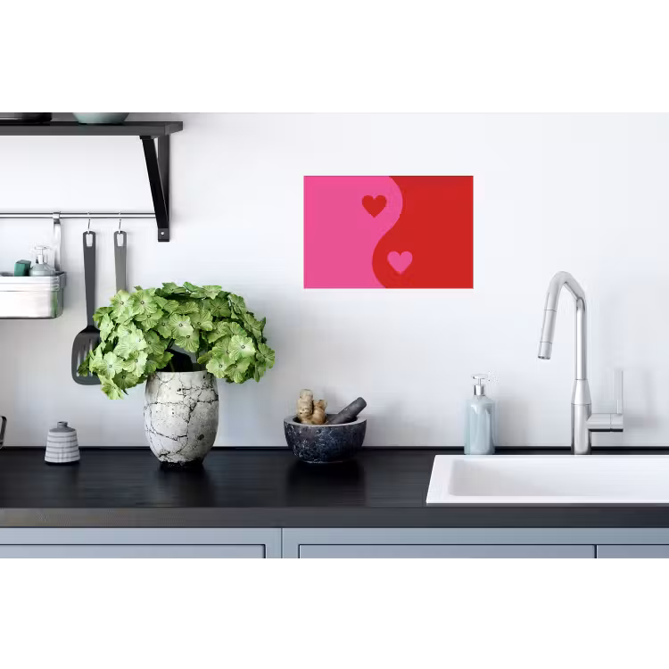 Muursticker - Minimalistisch - Rood - Roze - Hartjes — 2