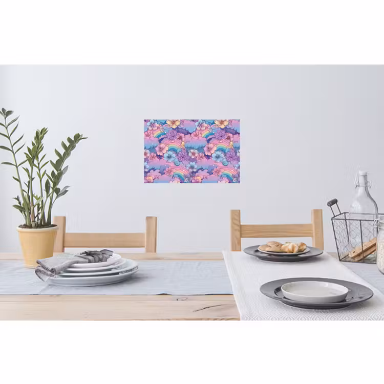 Muursticker - Regenbogen - Bloemen - Kleurrijk - Wolken — 3