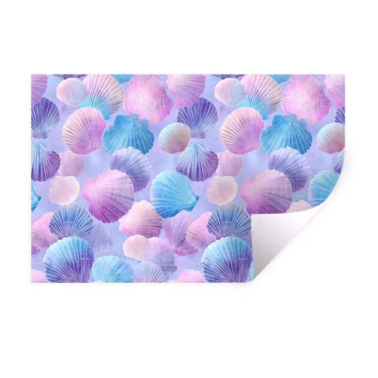Muursticker - Schelpen - Paars - Blauw - Patroon — 1