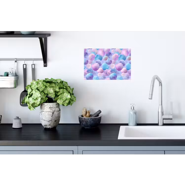 Muursticker - Schelpen - Paars - Blauw - Patroon — 2