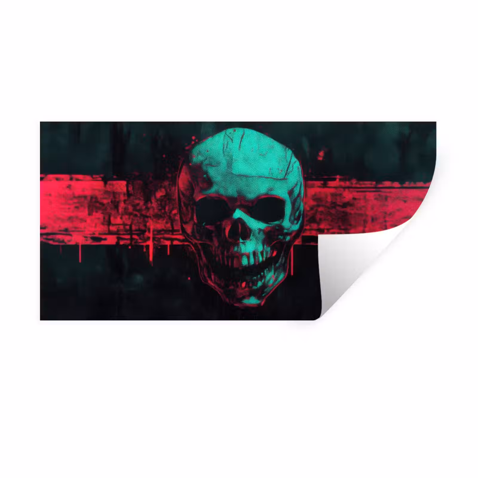 Muursticker - Schedel - Cyberpunk - Neon Rood — 1
