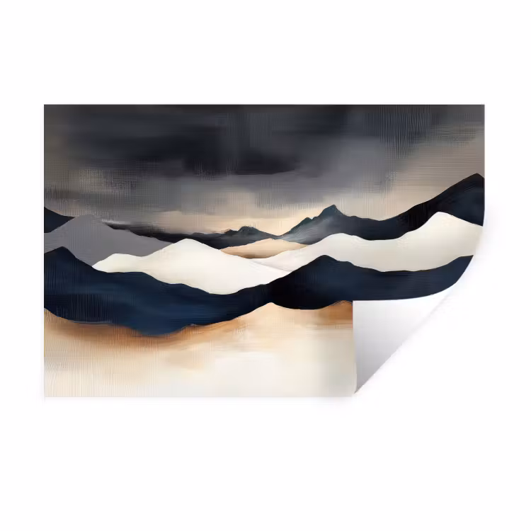 Muursticker - Bergen - Donkerblauw - Landschap — 1