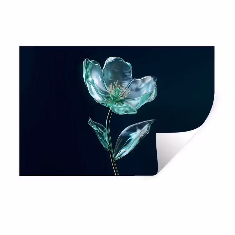 Muursticker - Bladeren - Bloem - Glazen - Donkerblauw — 1