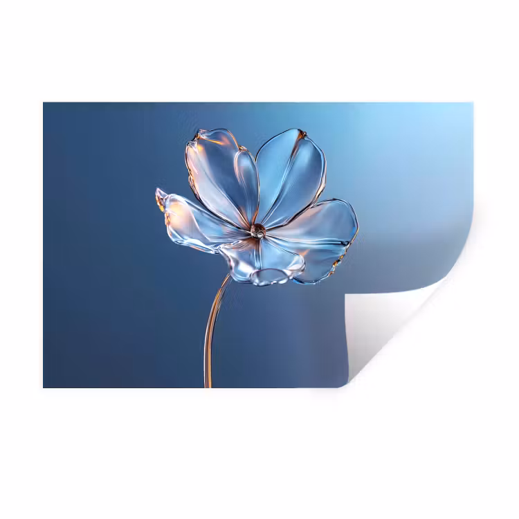 Muursticker - Blauw - Bloem - Glazen - Sierlijk — 1