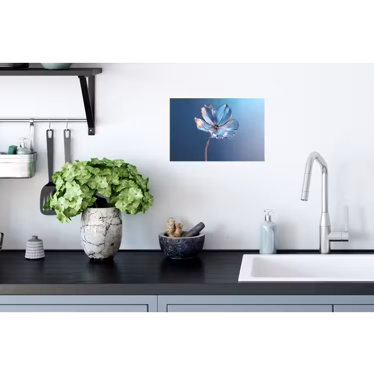 Muursticker - Blauw - Bloem - Glazen - Sierlijk — 2